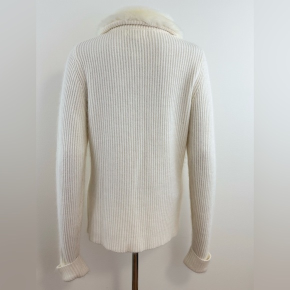 Calvin Klein Women's Faux Fur Collar, Long Sleeve Zip-up Sweater, Size Large - Picture 5 of 16